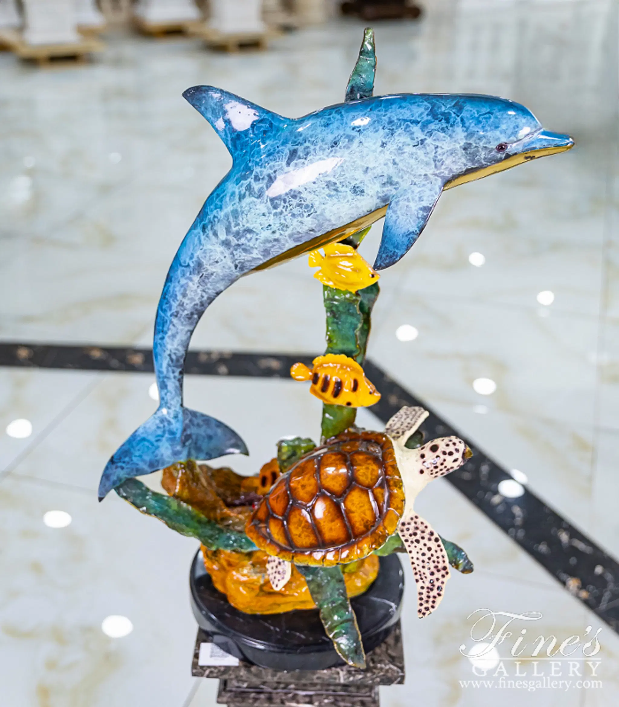 【Phil Vanderlei作ブロンズ彫刻★DOLPHIN IN CORAL】 Two Dolphins With Coral Water Feature Sculpture | Statue.com